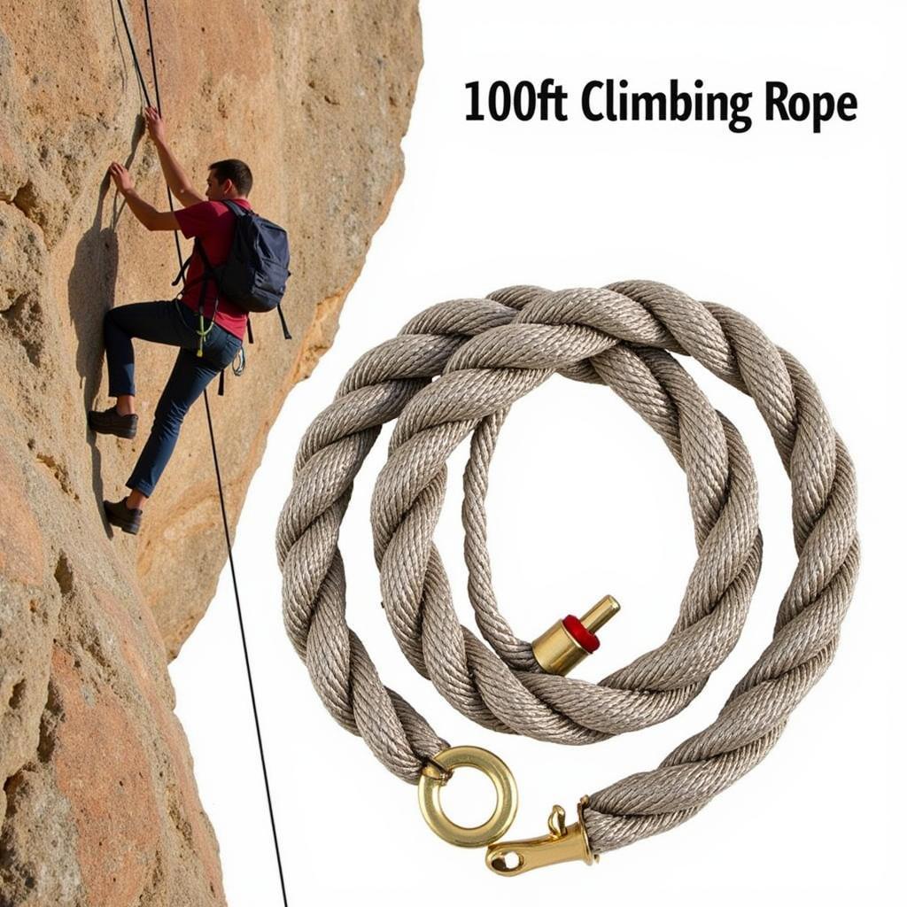 Dây leo núi 100 ft được sử dụng trong hoạt động leo núi ngoài trời.