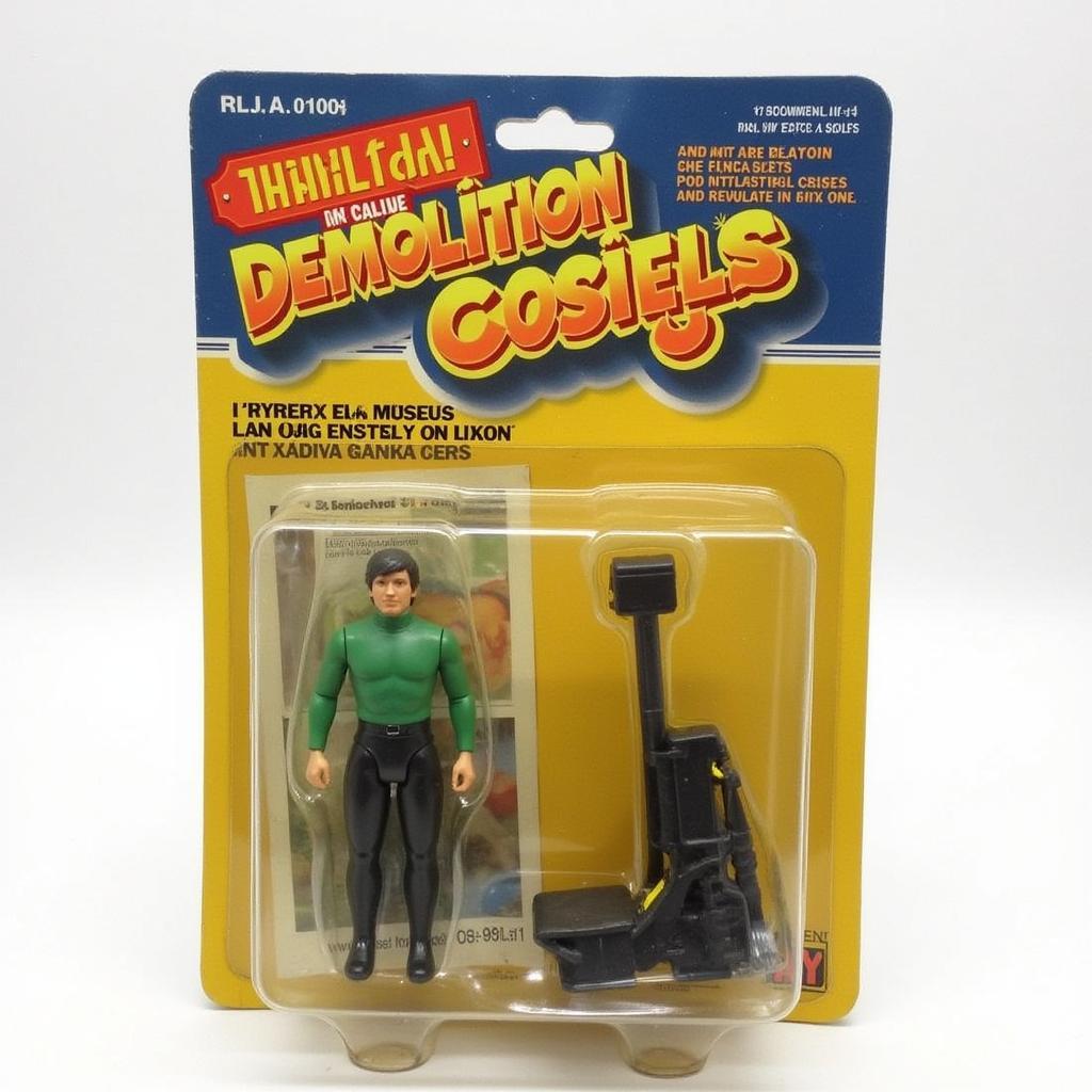 A demolition action figure in mint condition, still sealed in its original packaging