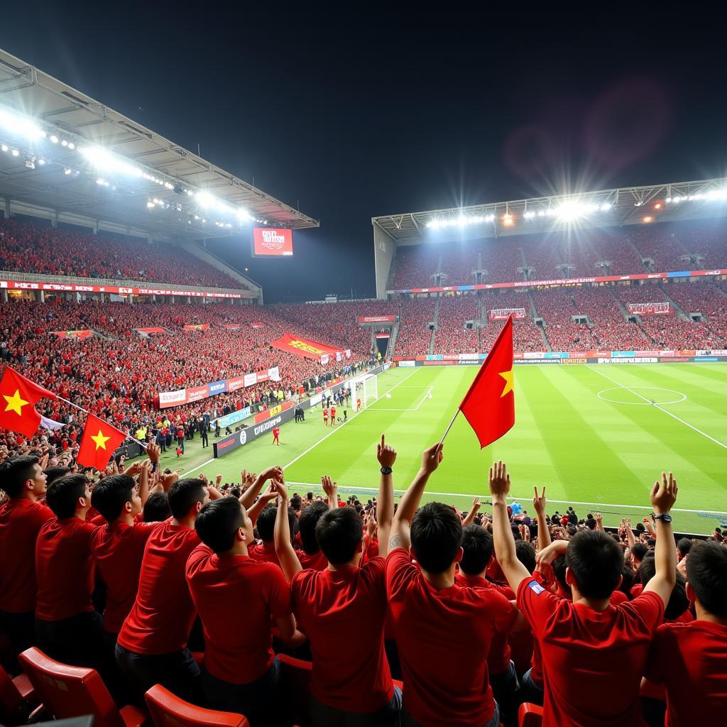 Đội Bóng Đá fans cheering at the stadium