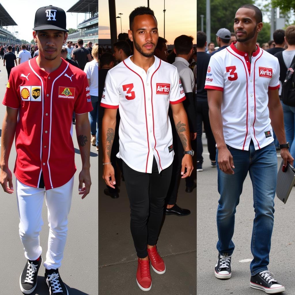 Fans Wearing Lewis Hamilton Baseball Jerseys