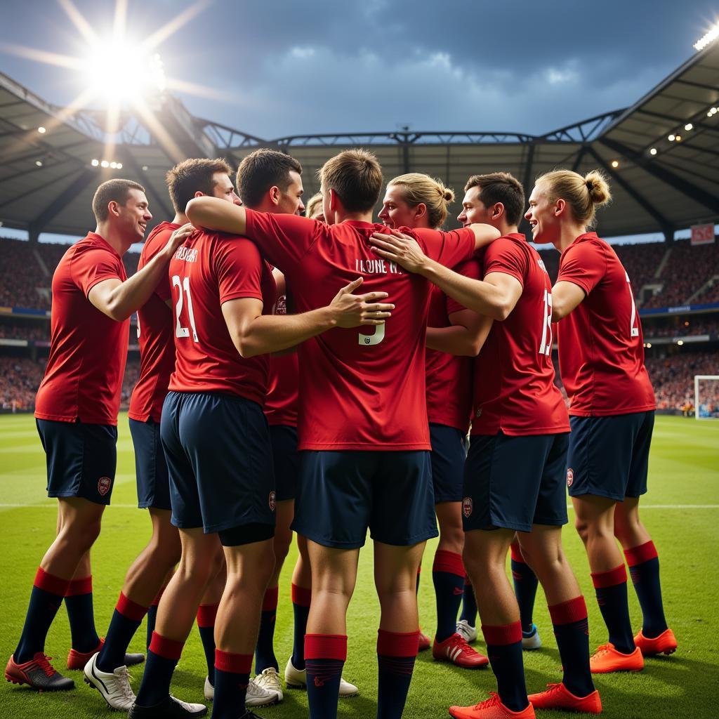 Football team celebrating success after implementing scrum shorts