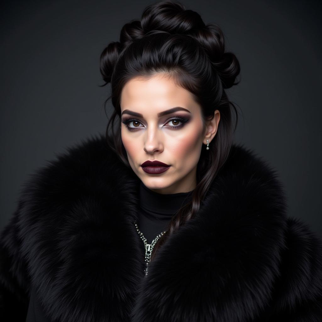 Fur Coat Goth Makeup and Hair