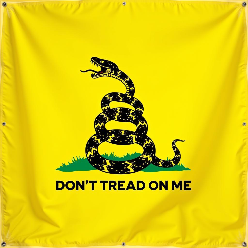 Cờ Gadsden với hình ảnh con rắn chuông cuộn tròn và khẩu hiệu "Don't Tread on Me"