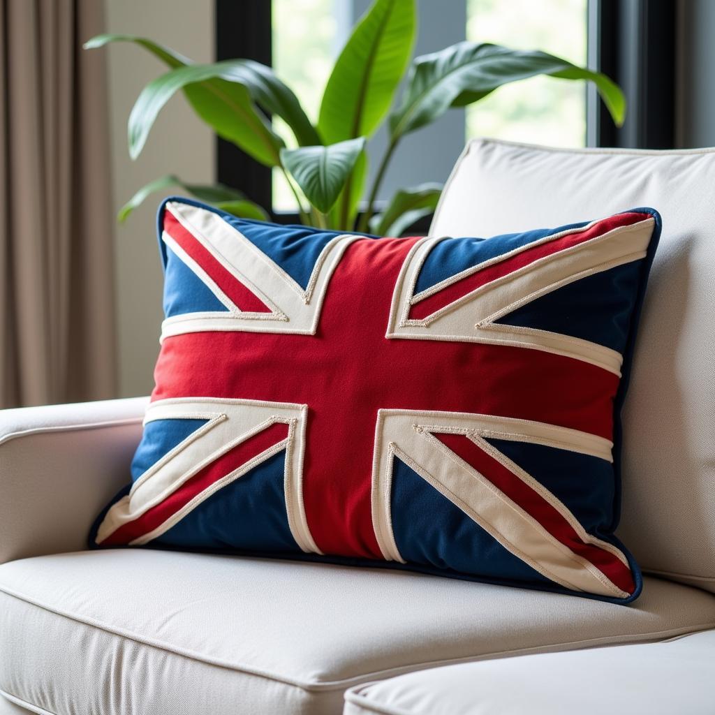 Gối đệm Union Jack trang trí phòng khách hiện đại