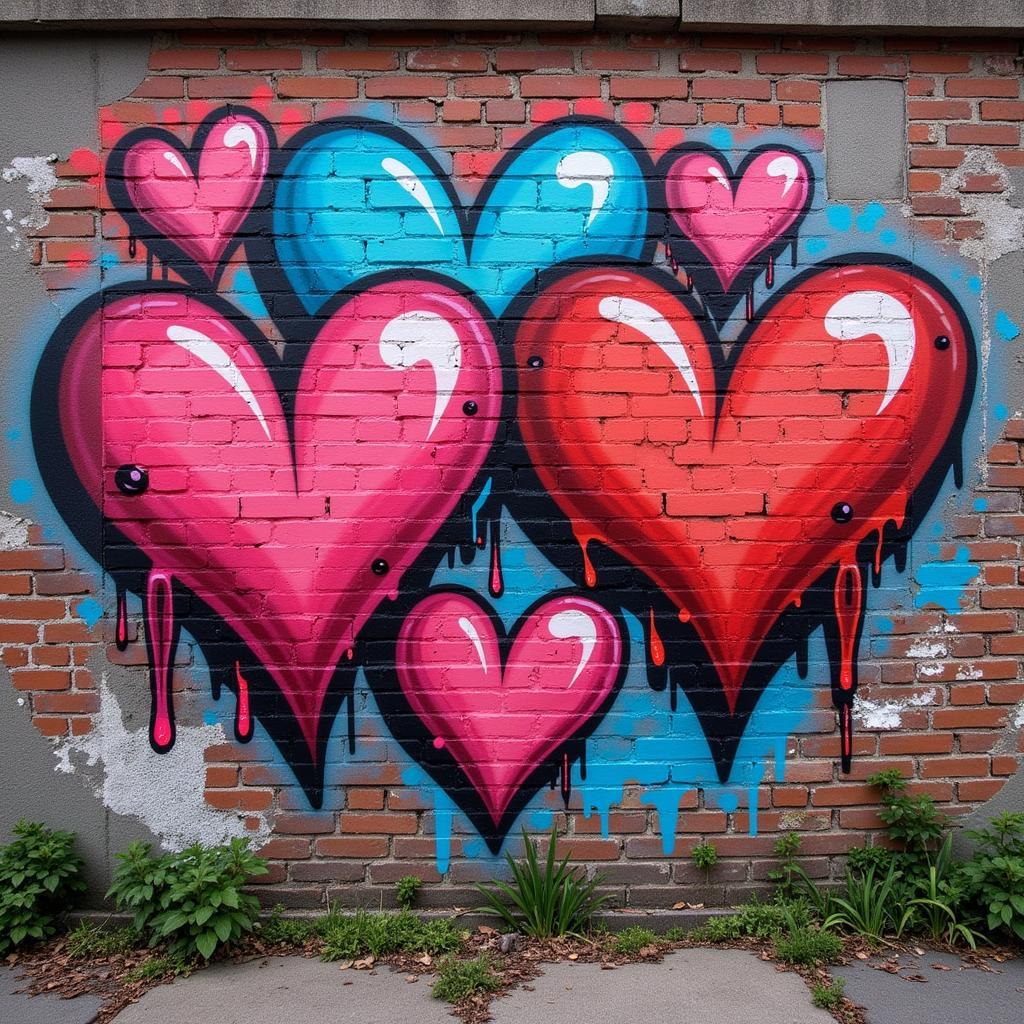 Graffiti Hearts Wall Art: Urban Romance