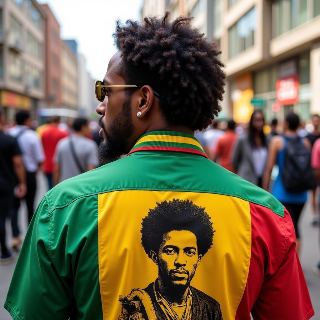 Haile Selassie Shirt Worn by a Rastafarian