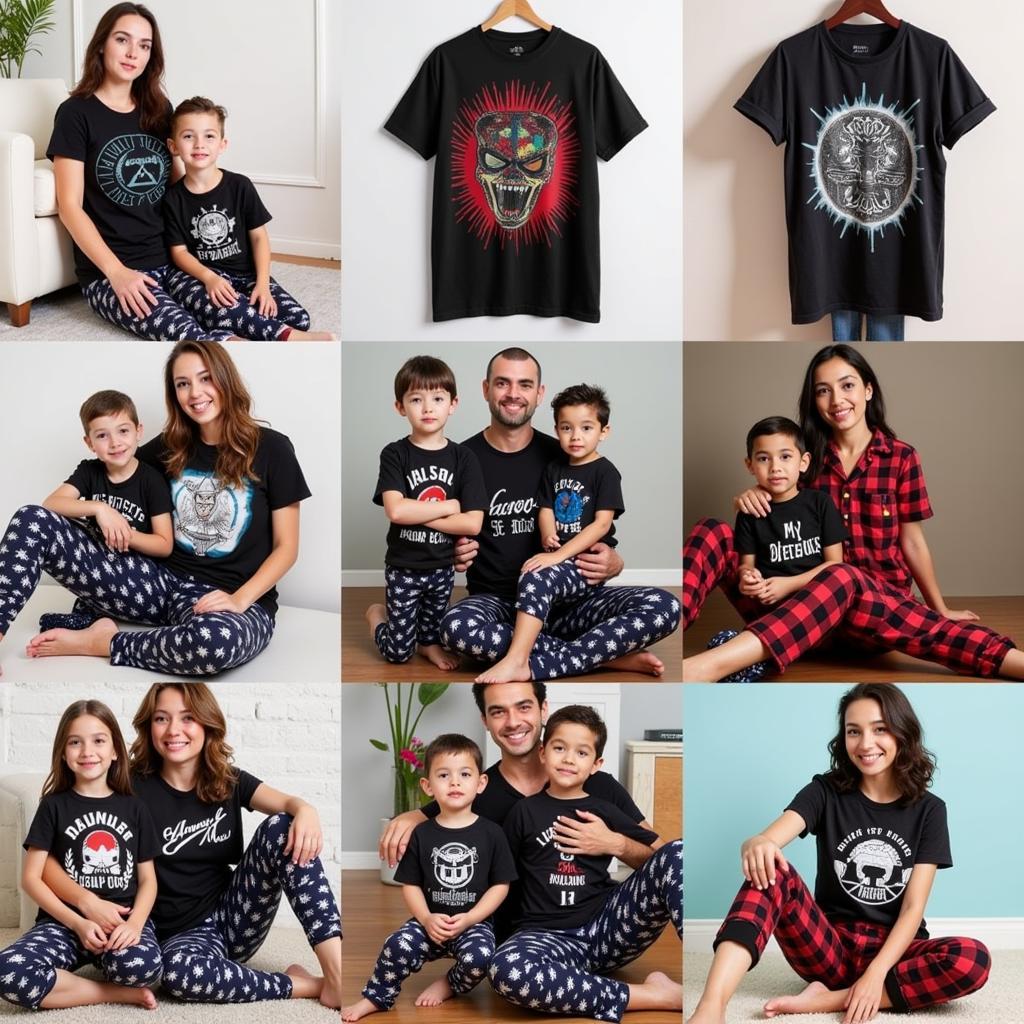 Bộ pyjamas heavy metal dành cho trẻ em và người lớn