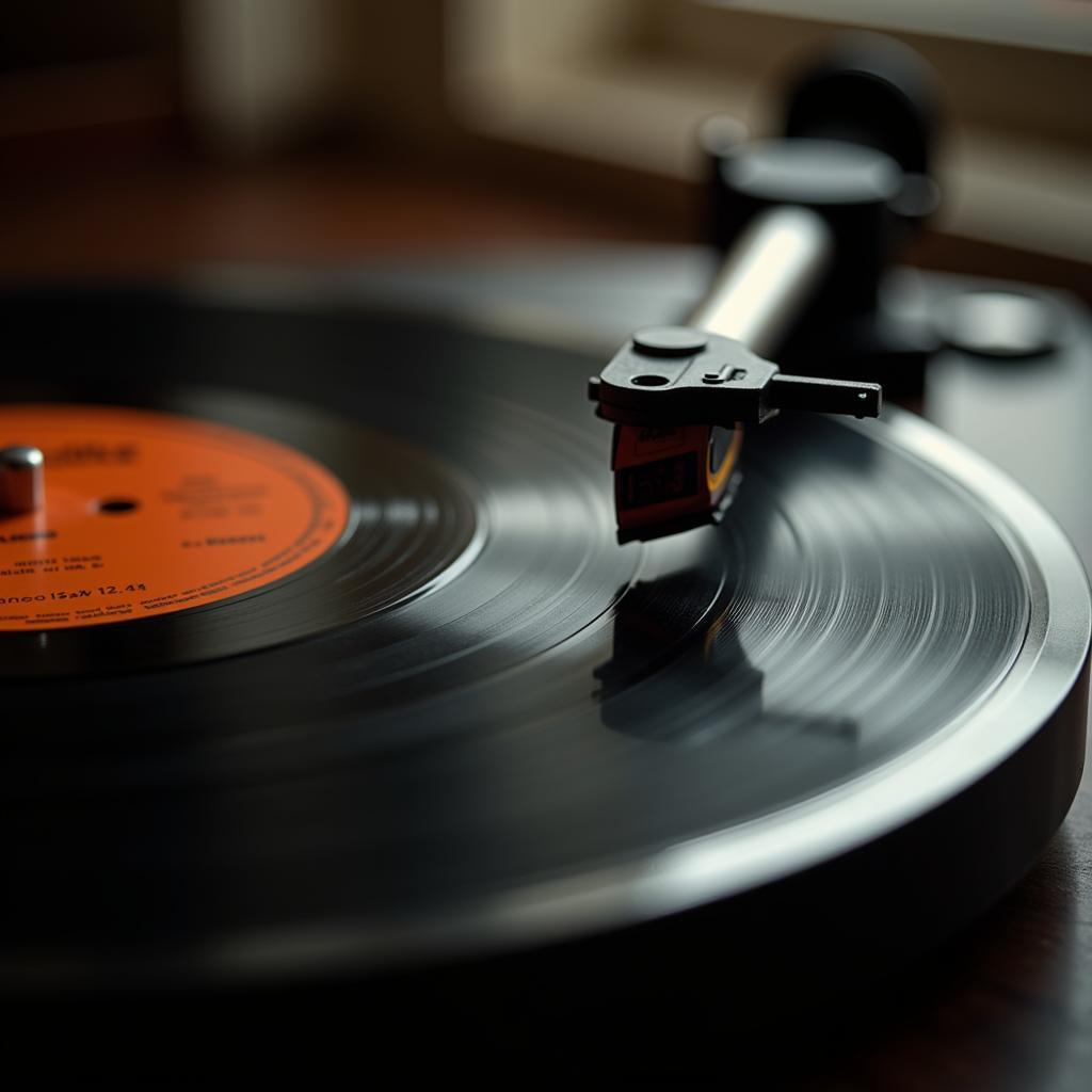 Close-up of a Hindi LP Record