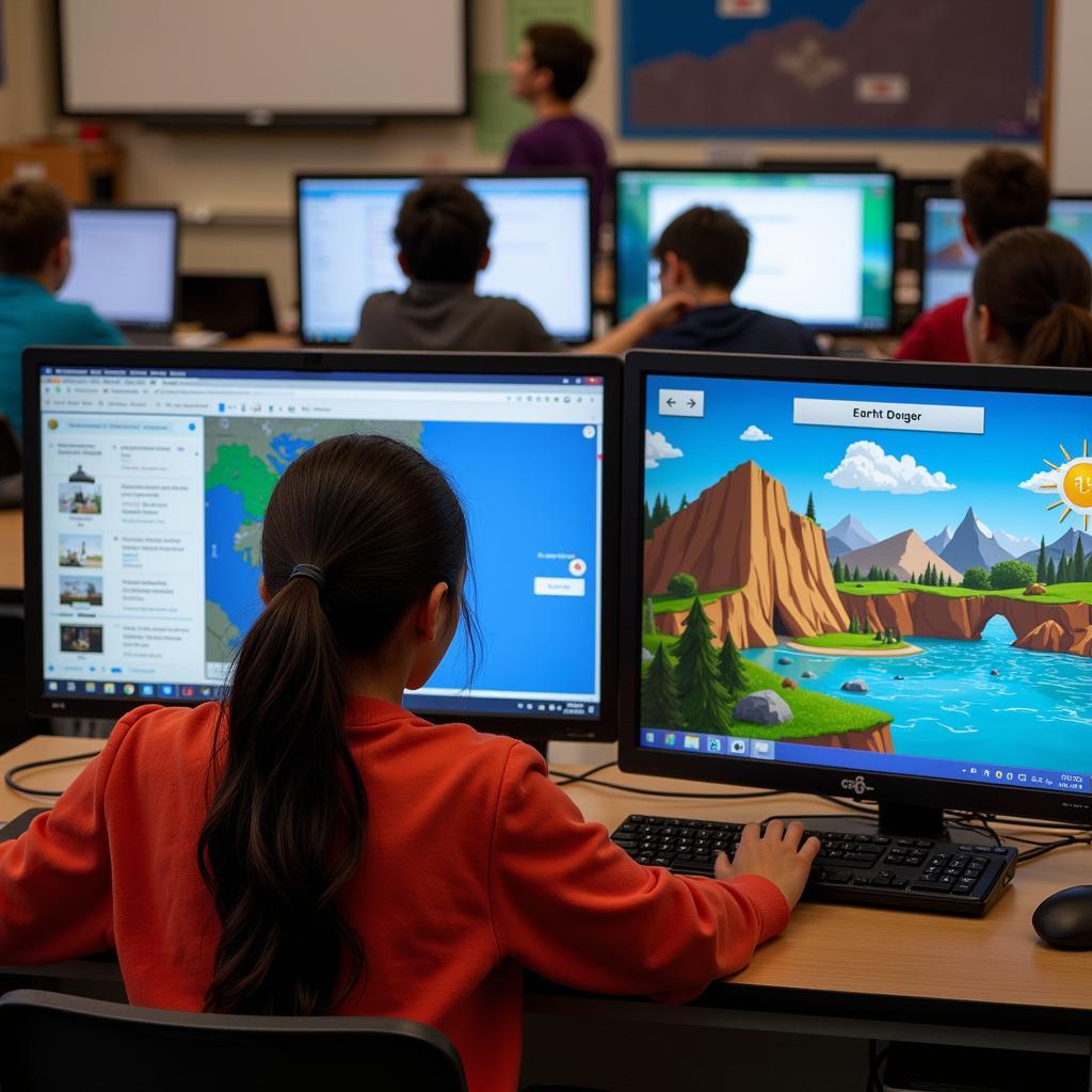 Students Engaging with Earth Science Review Games on Computers