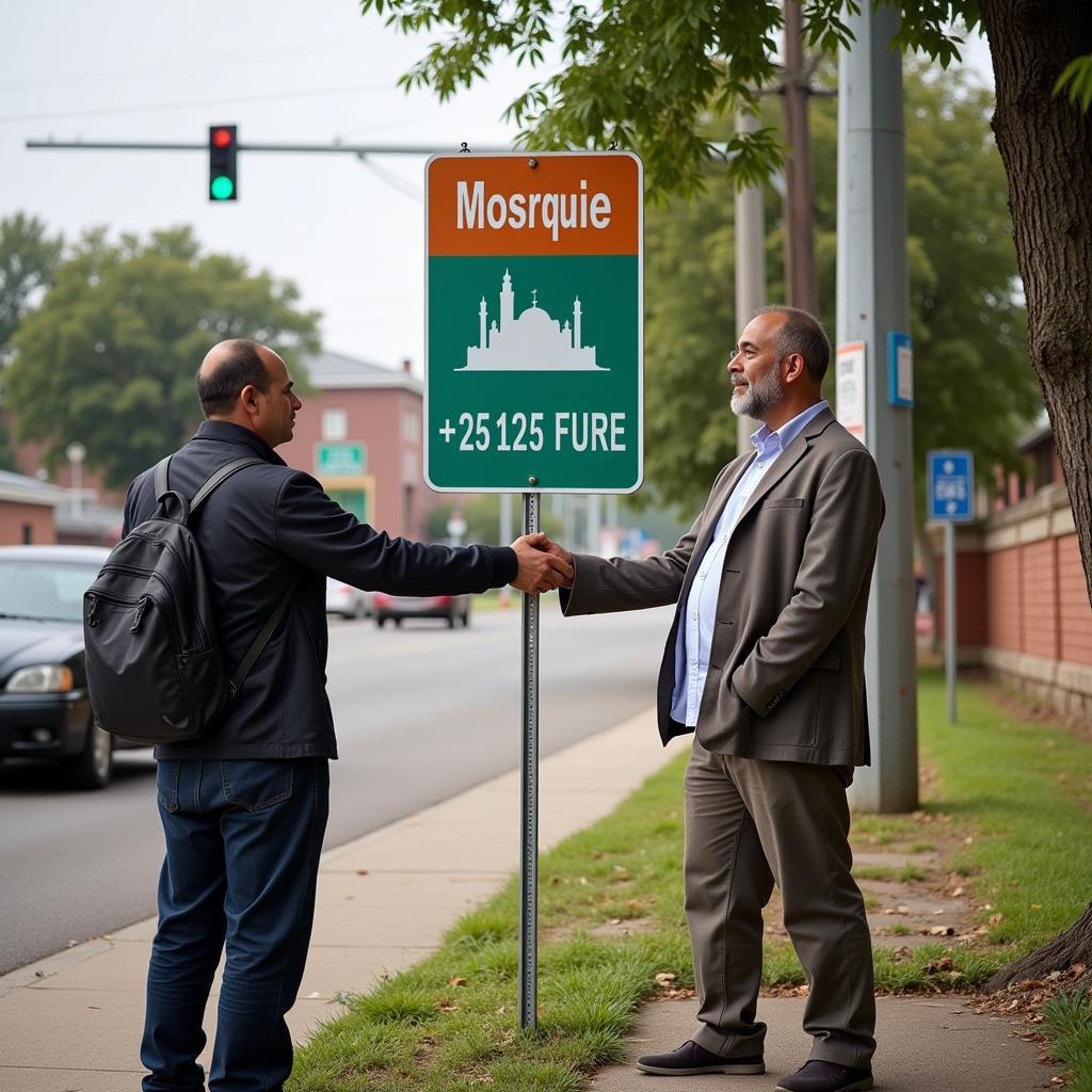 Asking locals for directions to the nearest mosque