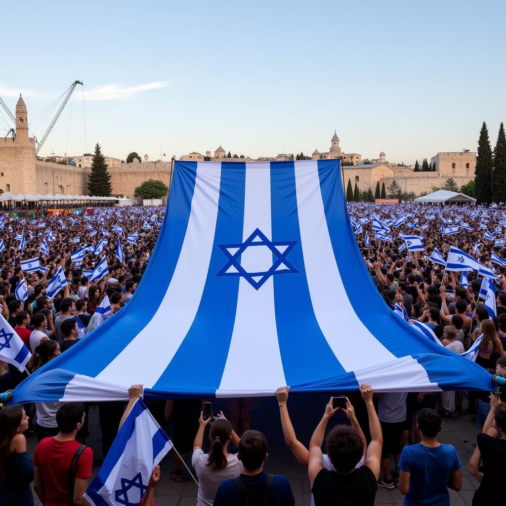 Cờ Israel treo trong lễ kỷ niệm Yom Ha'atzmaut