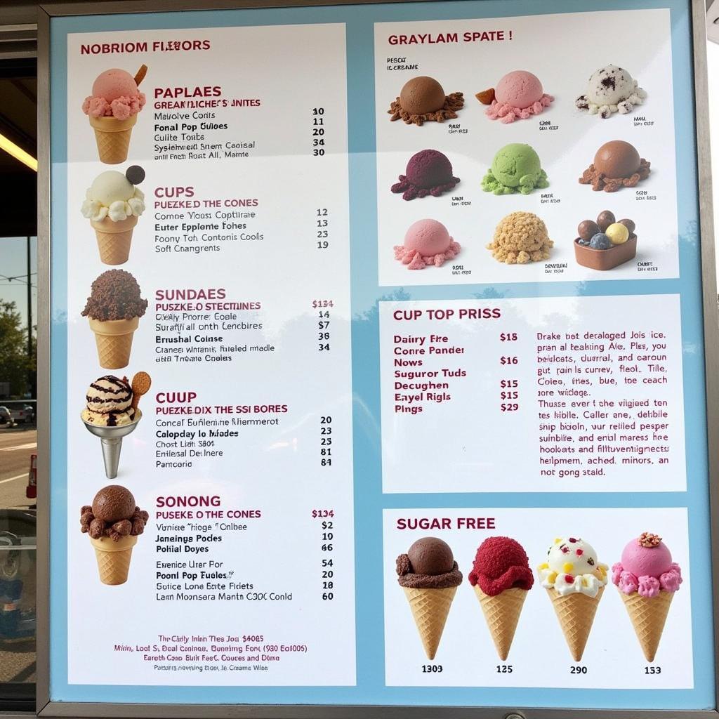 Joe's Ice Cream Truck Menu with Various Flavors