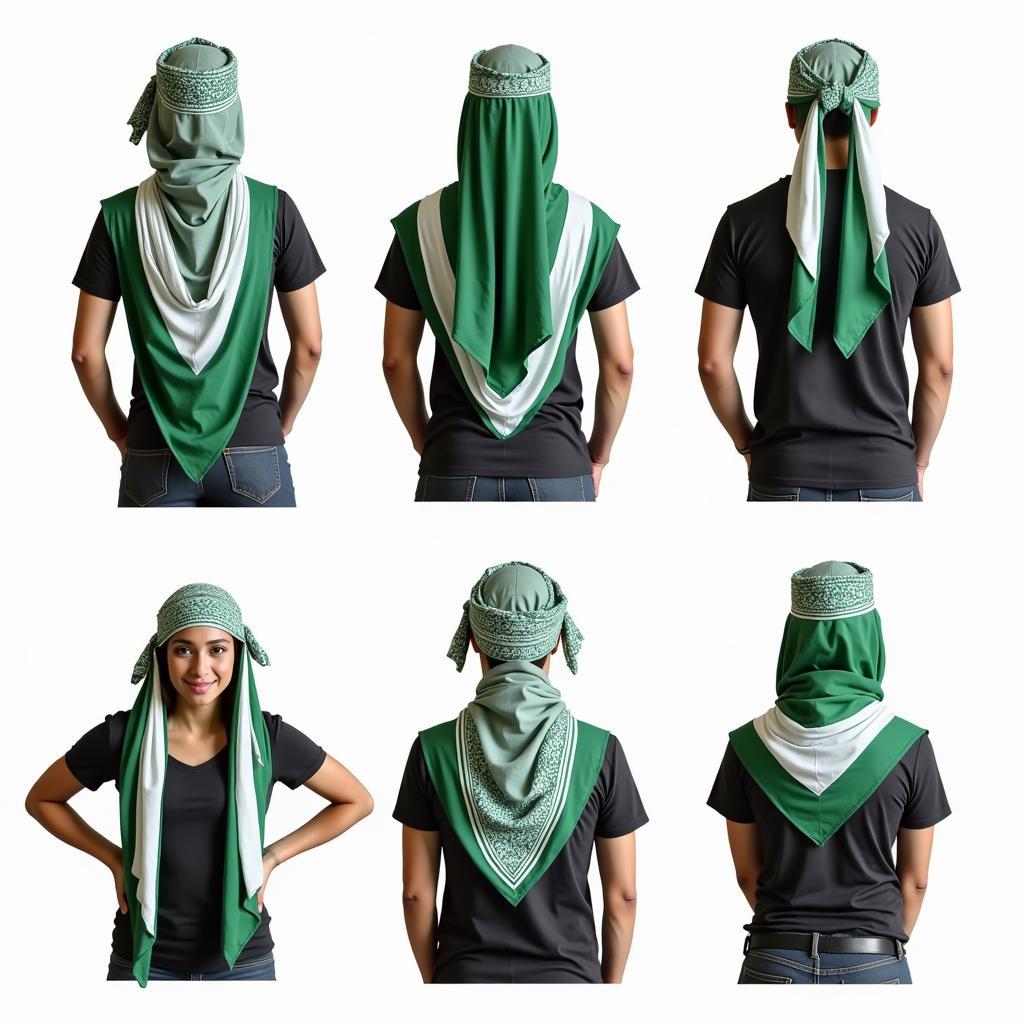 Cách đeo khăn rằn keffiyeh xanh trắng đúng cách