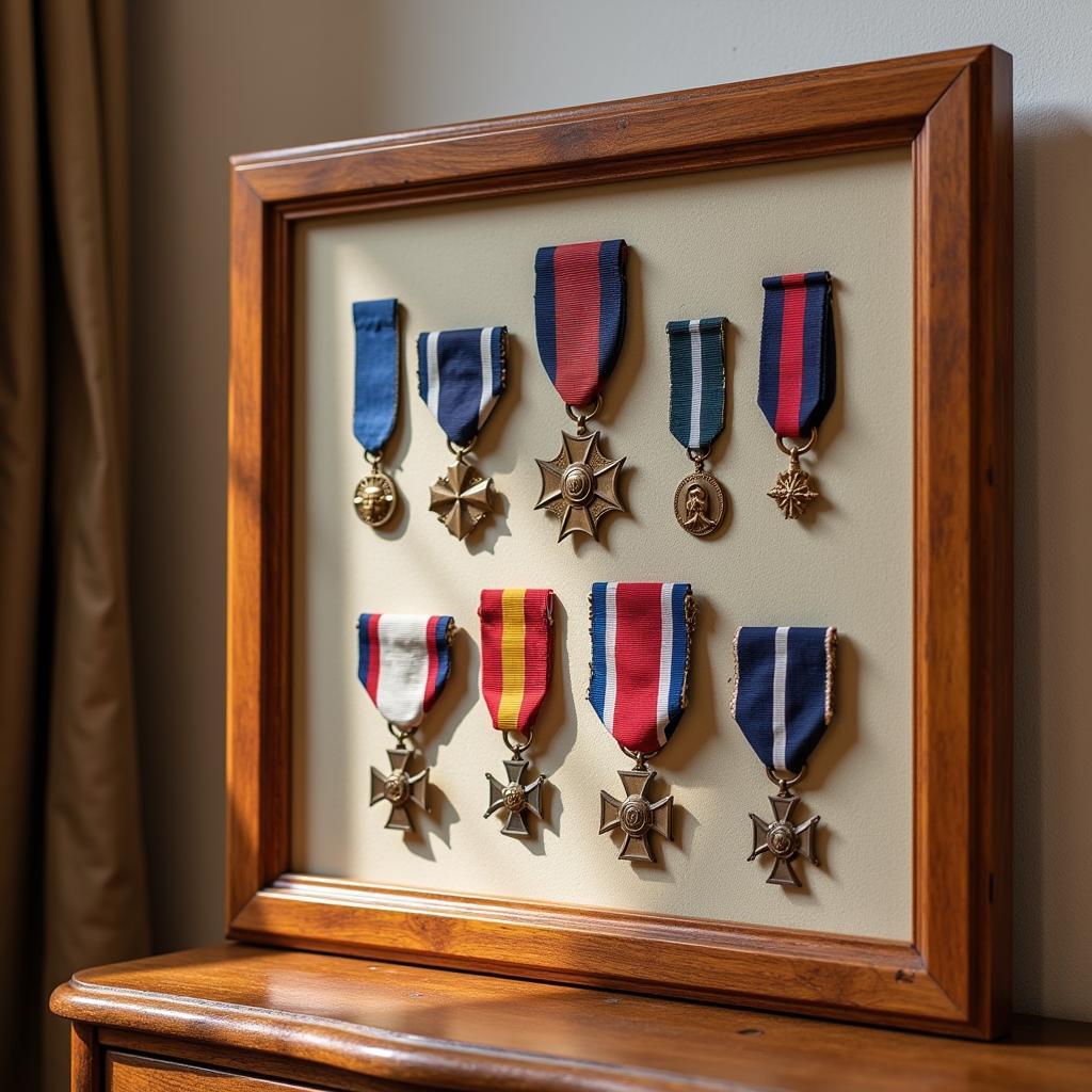 Displaying military medals in a frame