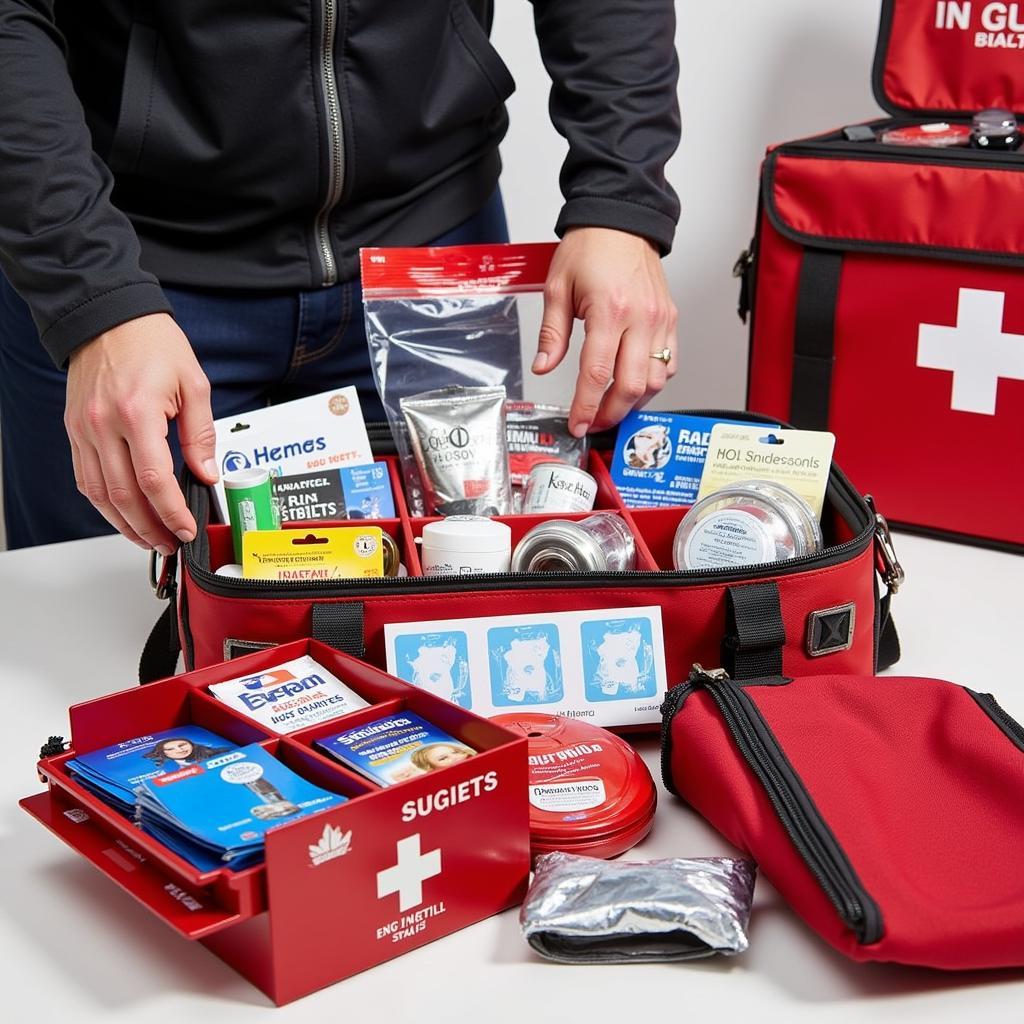 Checking the hockey first aid kit