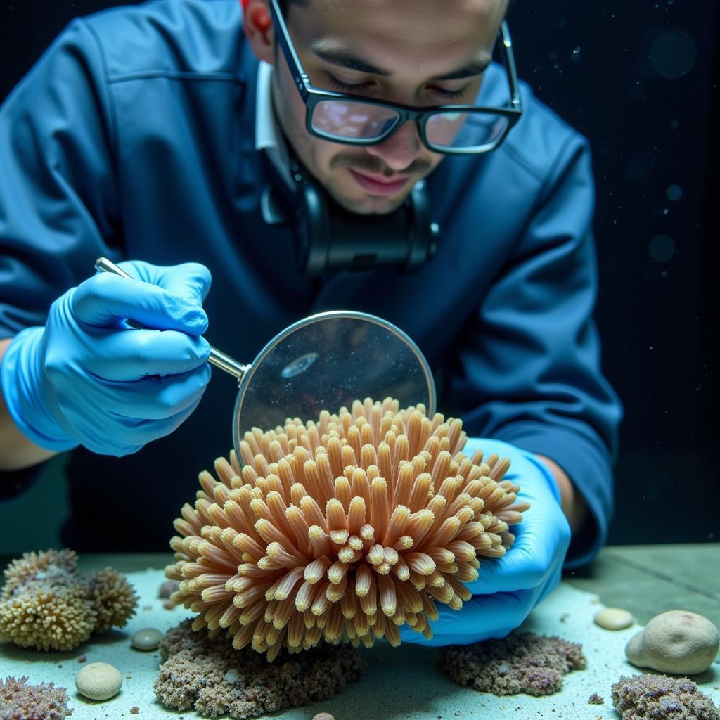 Checking the Health of a Rare Mushroom Coral