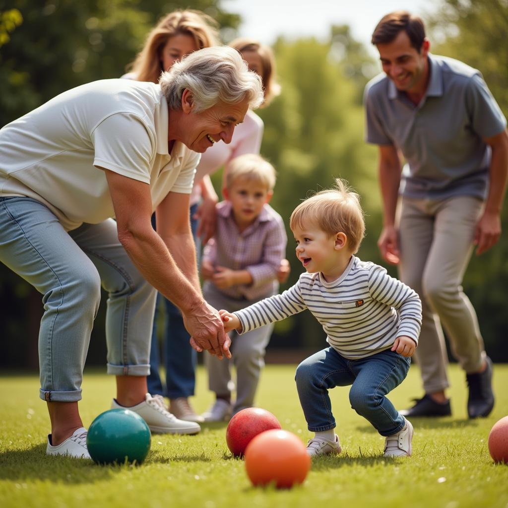 Family creating memories while bowling.