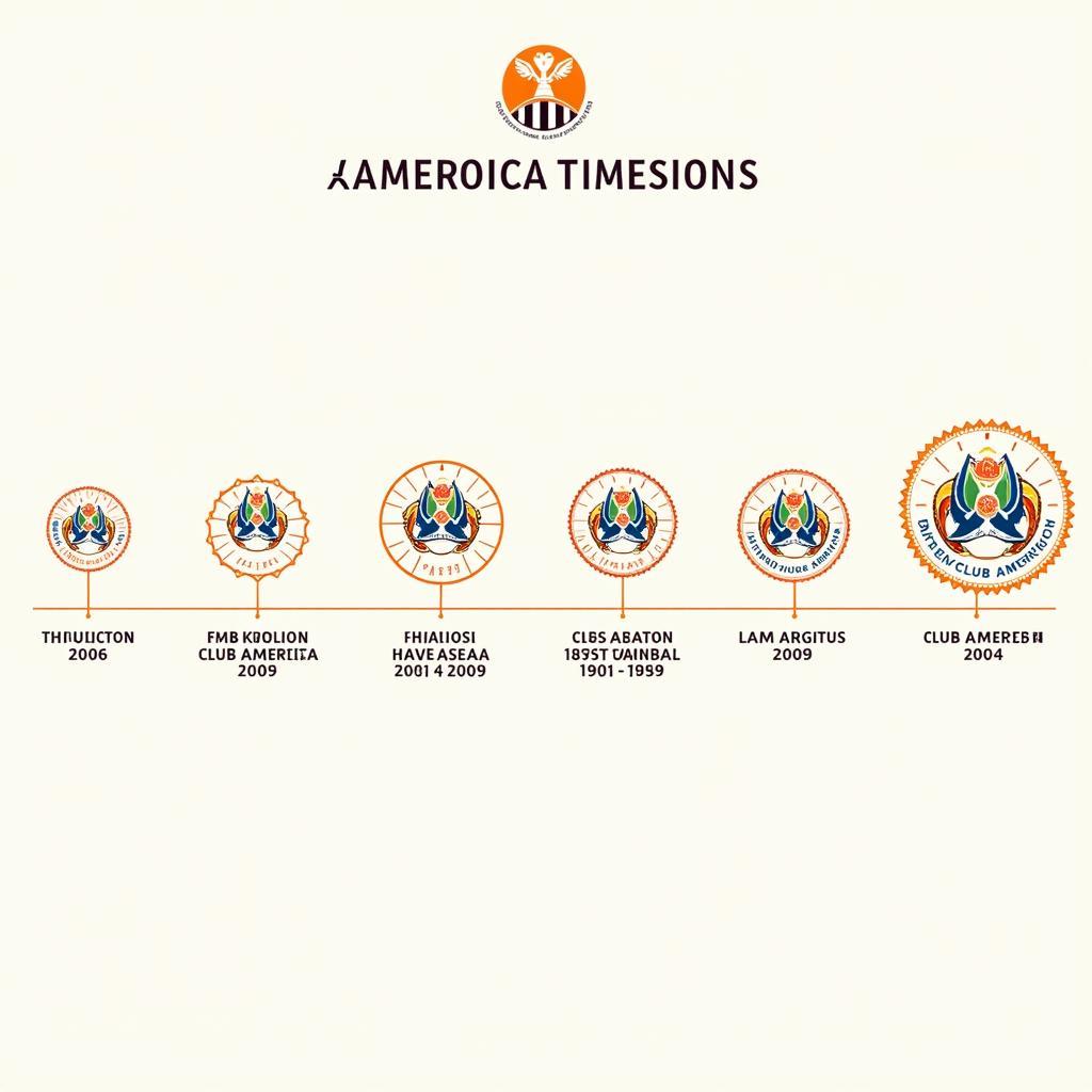 The evolution of the Club America logo from its inception to the present day.