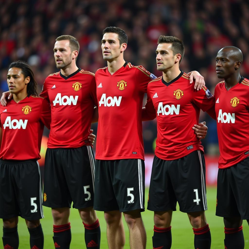 Manchester United team in their 2013 kit