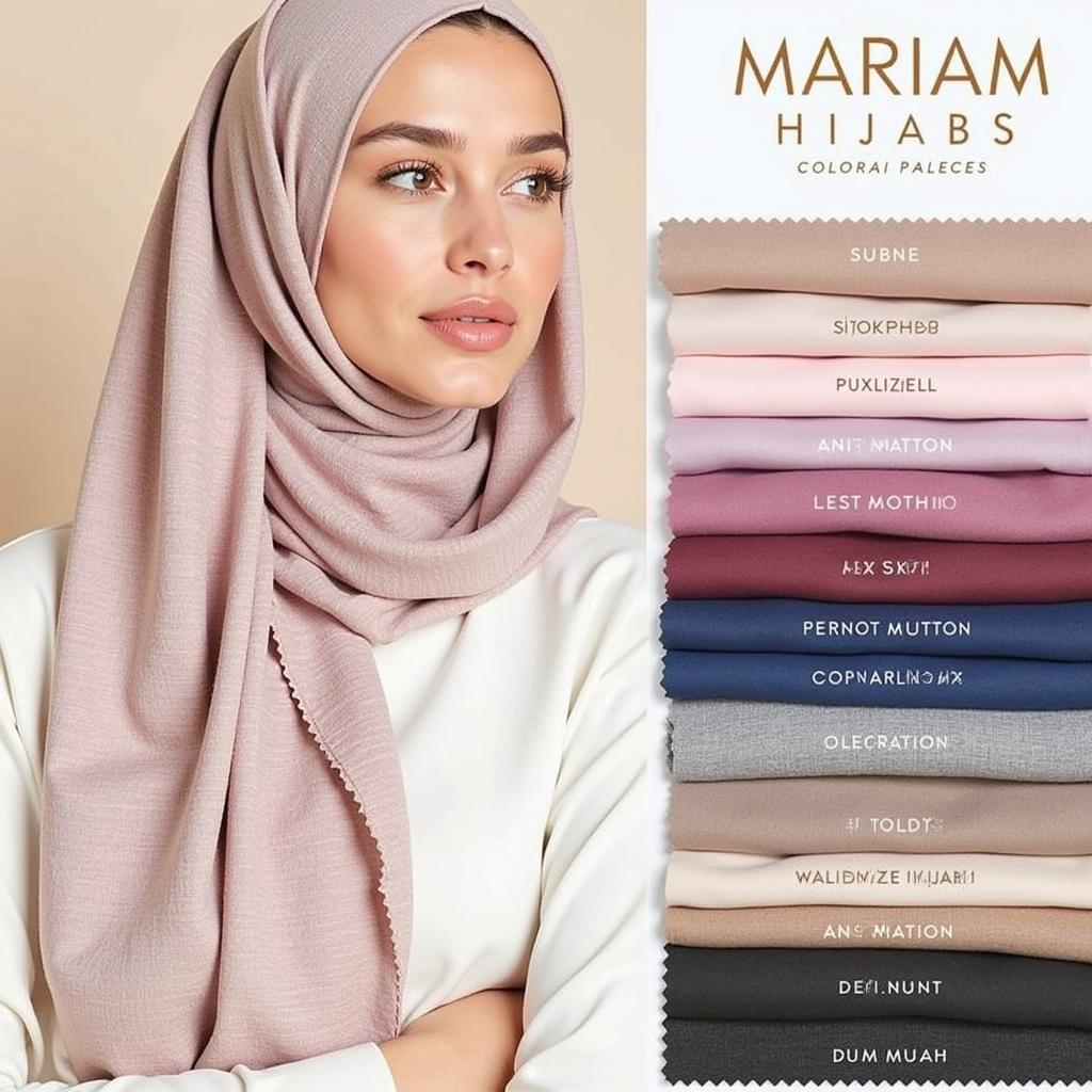 Lựa chọn vải và màu sắc đa dạng của khăn trùm đầu Mariam Hijab