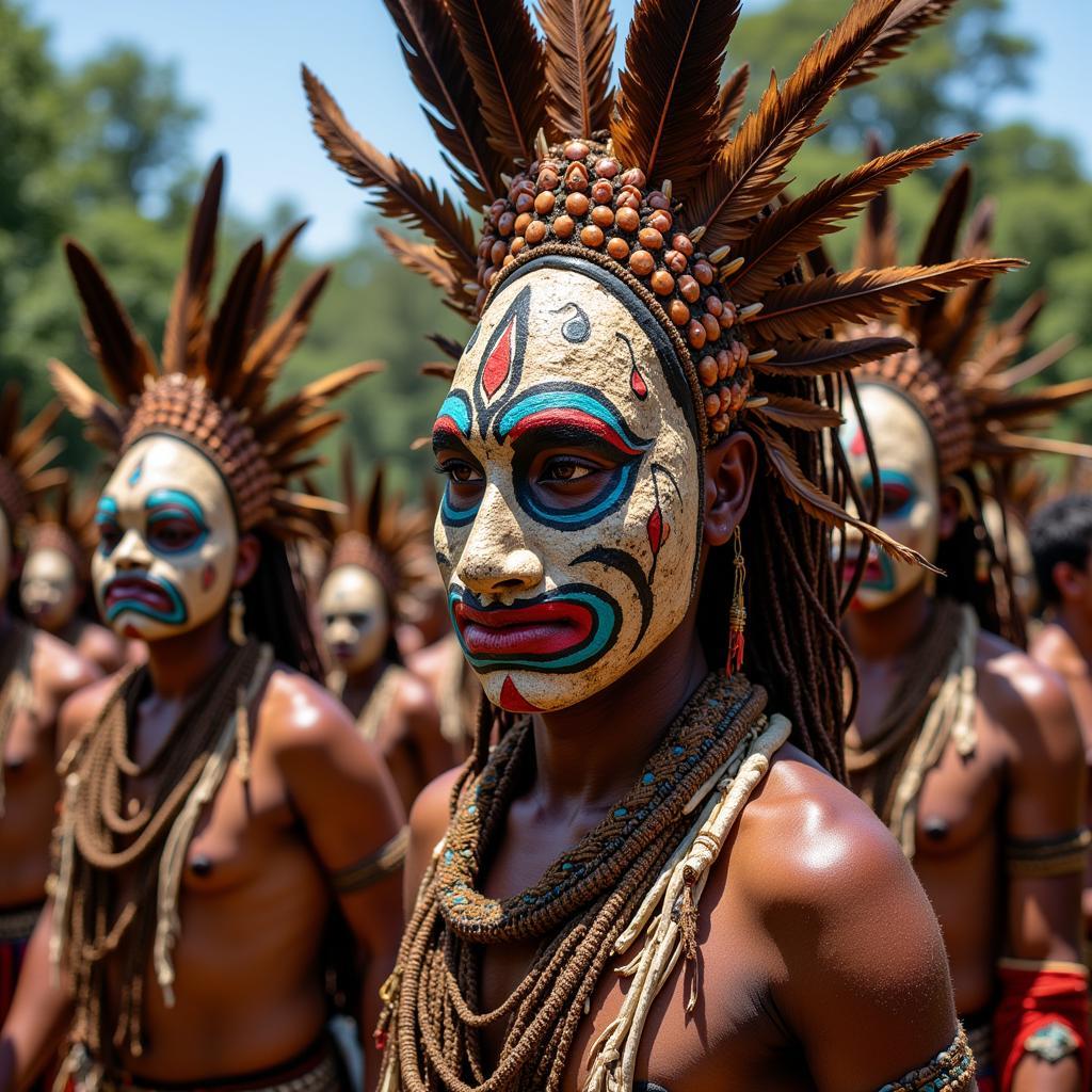 Mặt nạ Papua New Guinea trong lễ hội bộ lạc