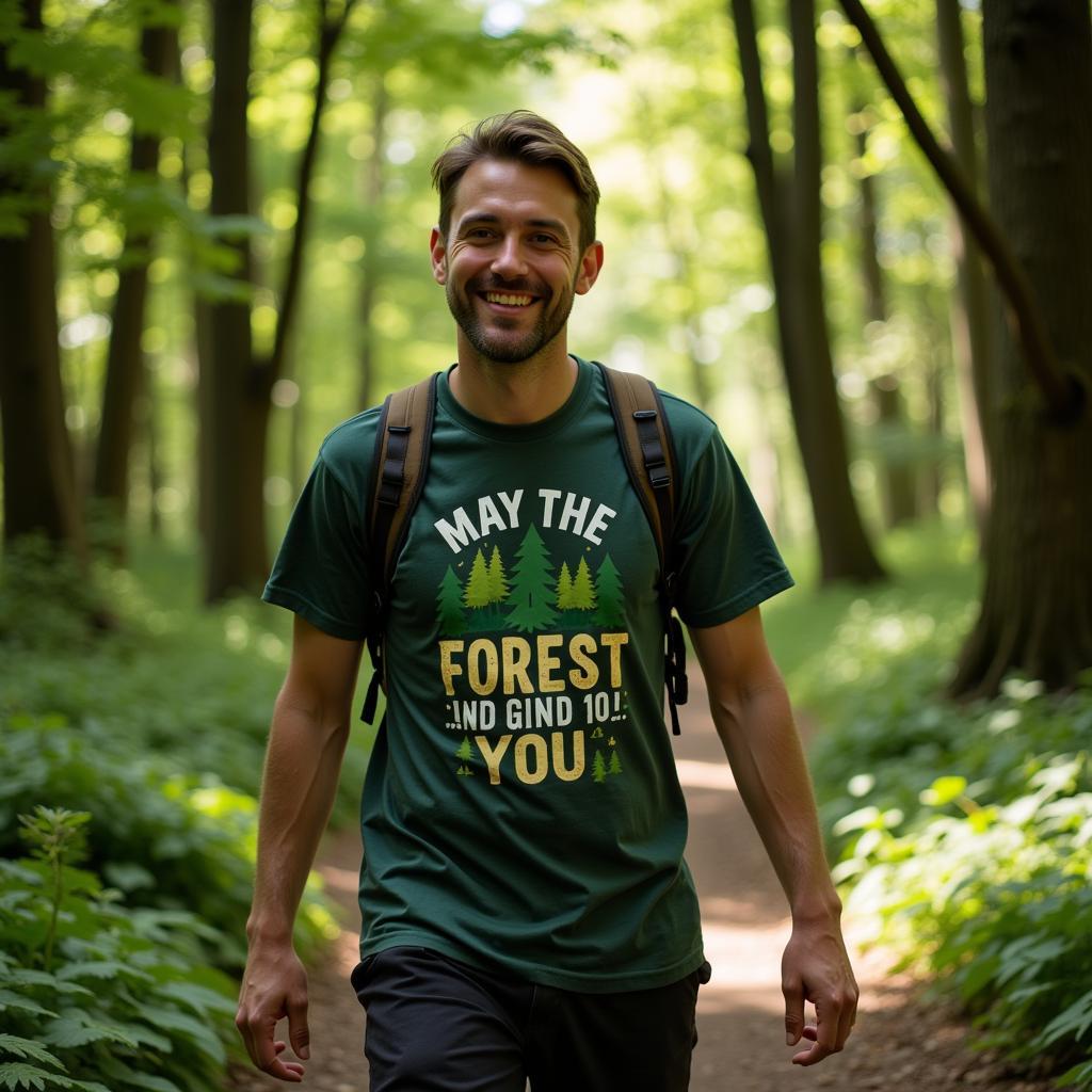 May the Forest Be With You T-Shirt on a Hiker