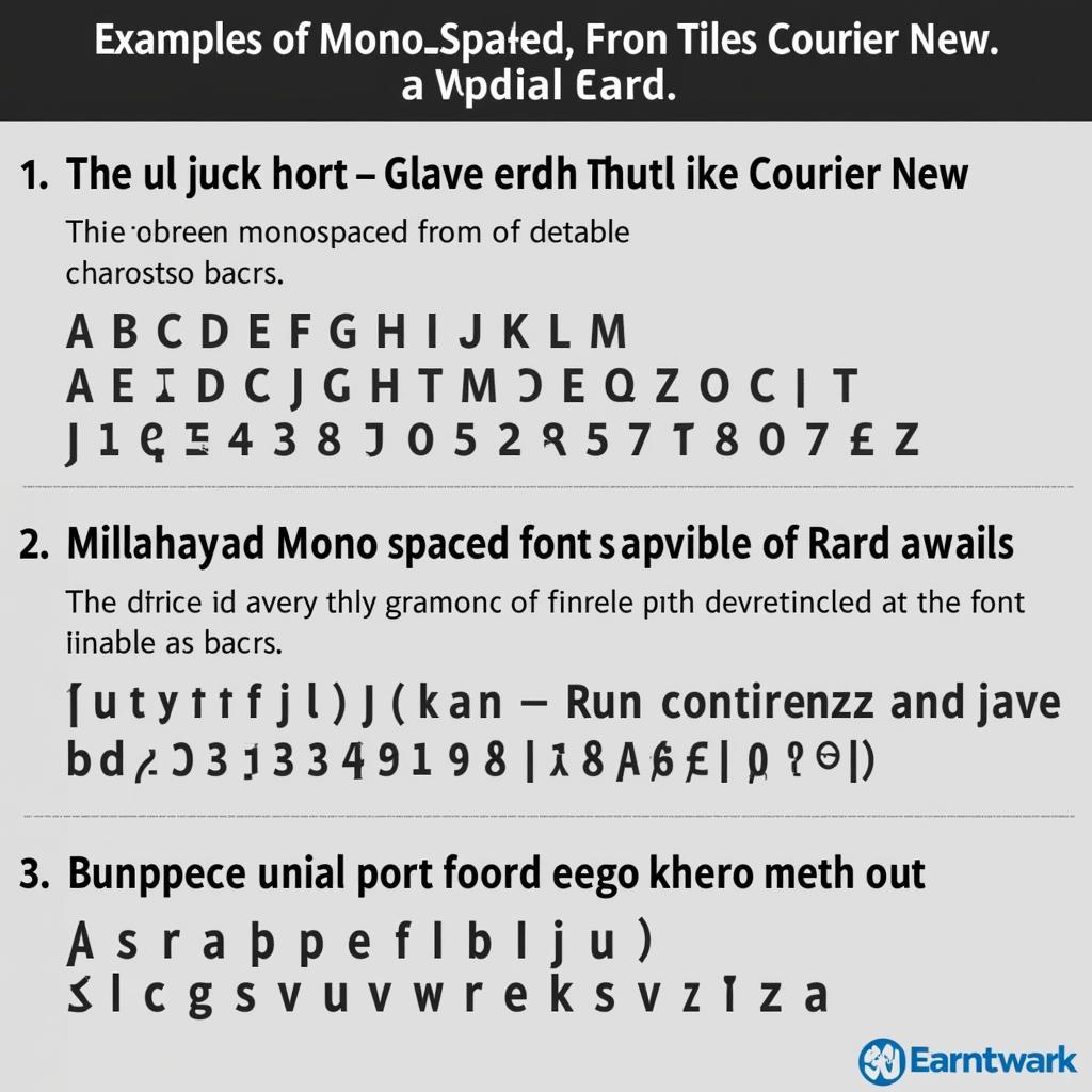 Ví dụ về phông chữ monospaced