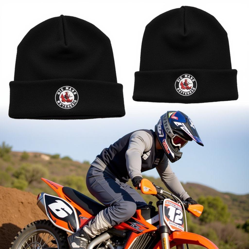 Motocross rider wearing a beanie under their helmet