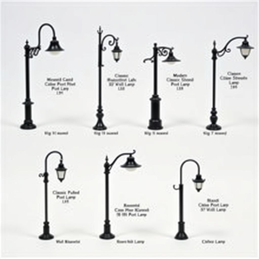 Various N Scale Street Lamp Types