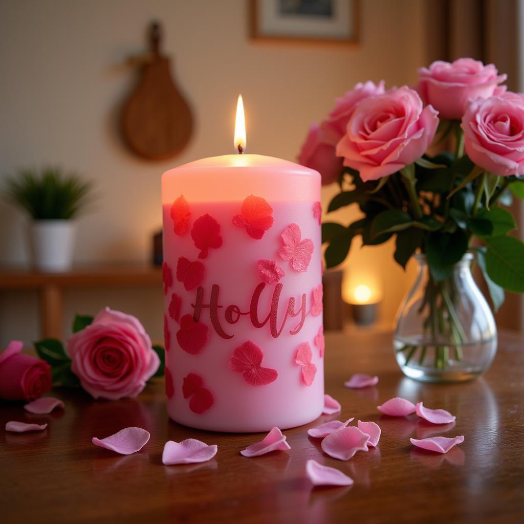 Nến thơm Candle Holly hương hoa hồng