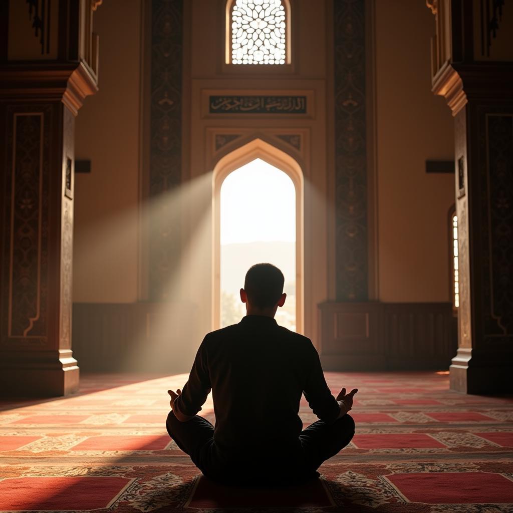 A man praying inside a mosque