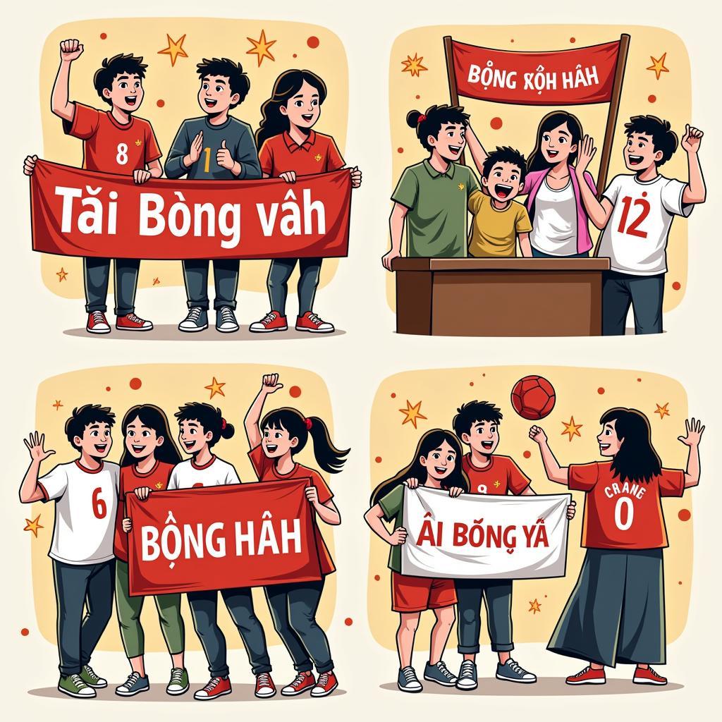 Fans of "Đội Bóng Đá" supporting the team