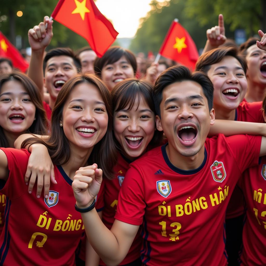 Fans of "Đội Bóng Đá" celebrating