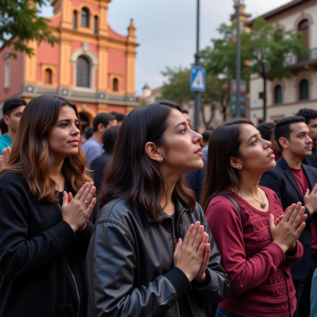 Pilgrims Praying at the Basilica