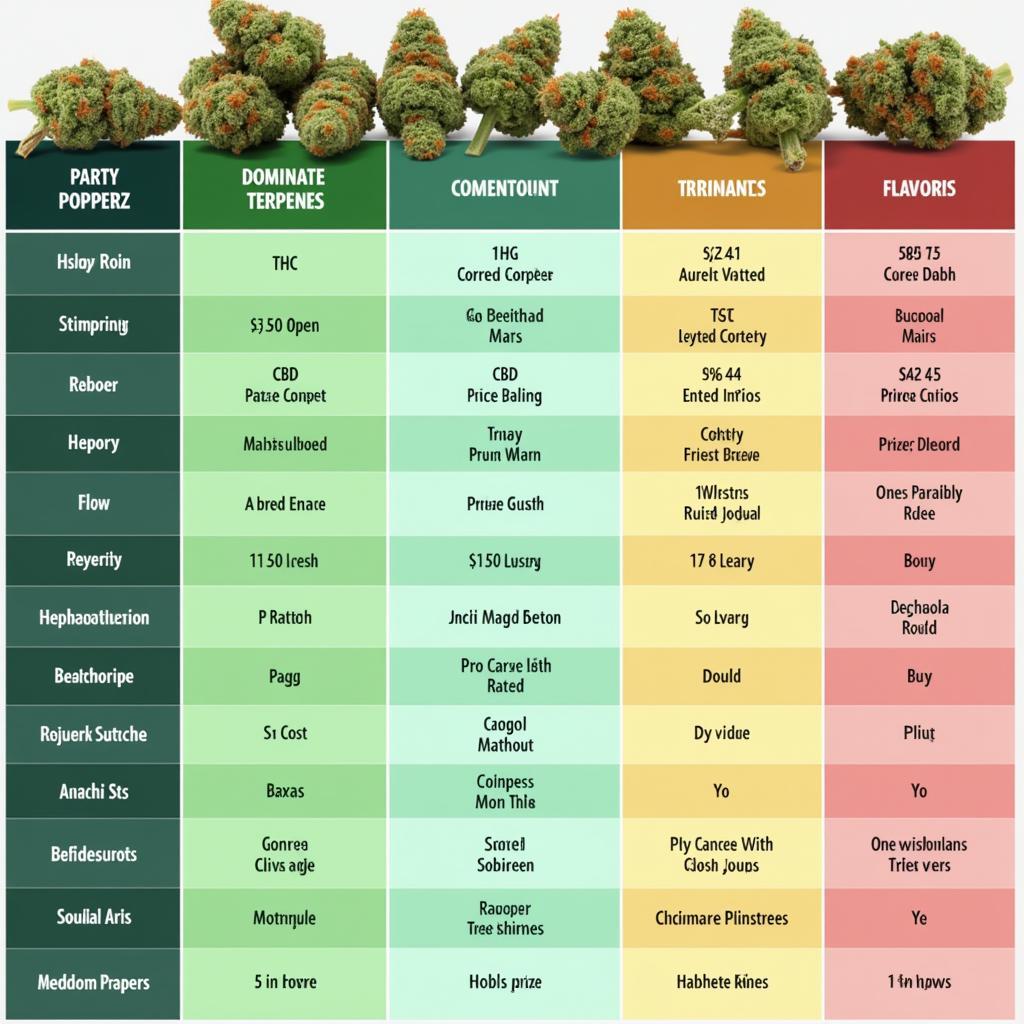 Comparison of Party Popperz with other similar strains