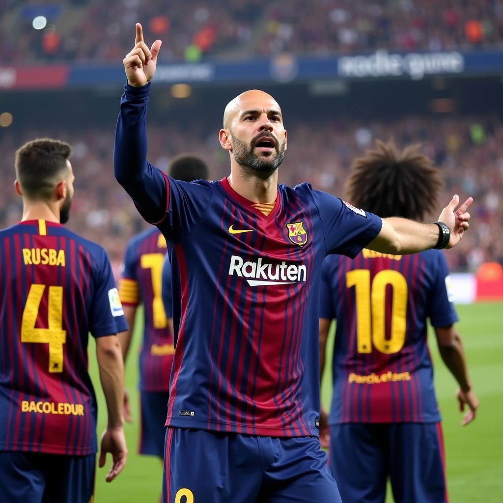 Pep Guardiola trong chiếc áo Barcelona