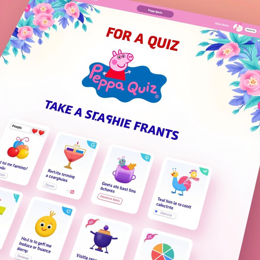 Giao diện chính của peppa quiz.com