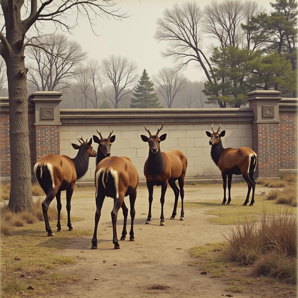 Pere David deer within the Imperial Hunting Park