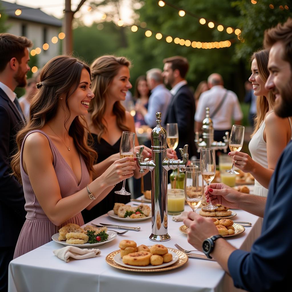 Prosecco on tap at a wedding celebration