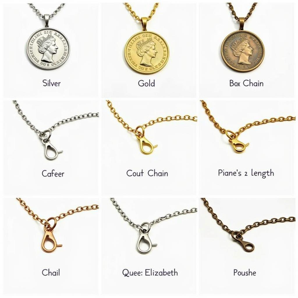 Queen Elizabeth Coin Necklace Metal and Chain Options