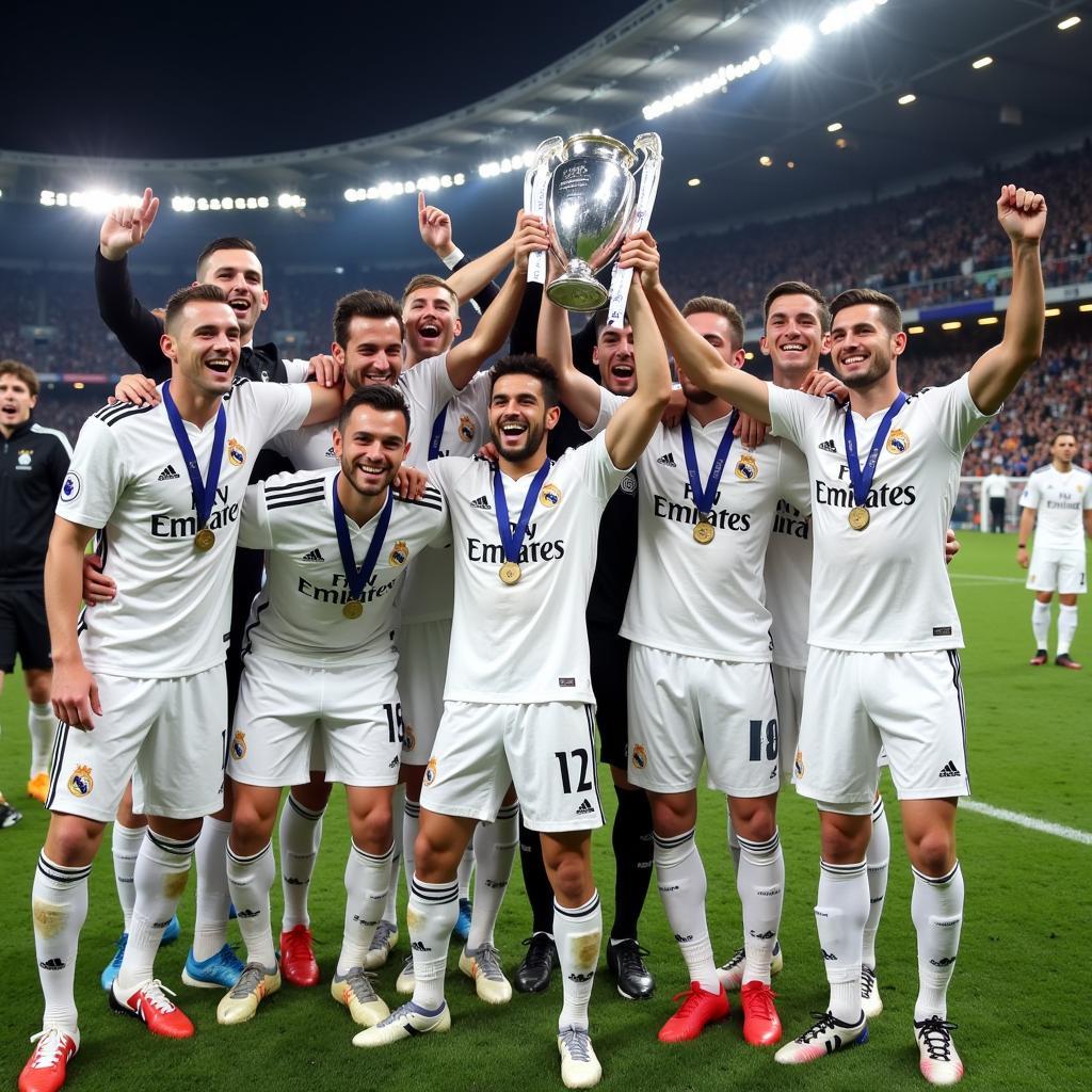 Real Madrid Celebrating La Liga Title