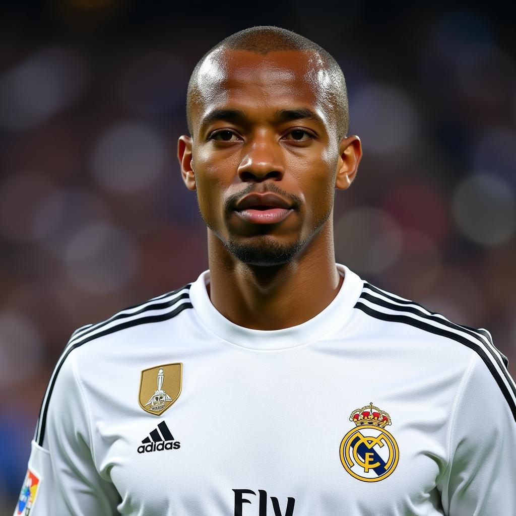 Portrait of Robinho in his Real Madrid jersey