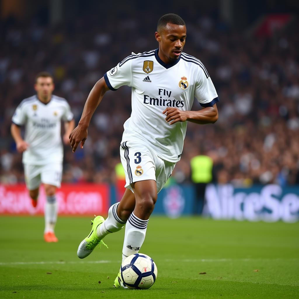 Robinho showcasing his skills in a Real Madrid jersey