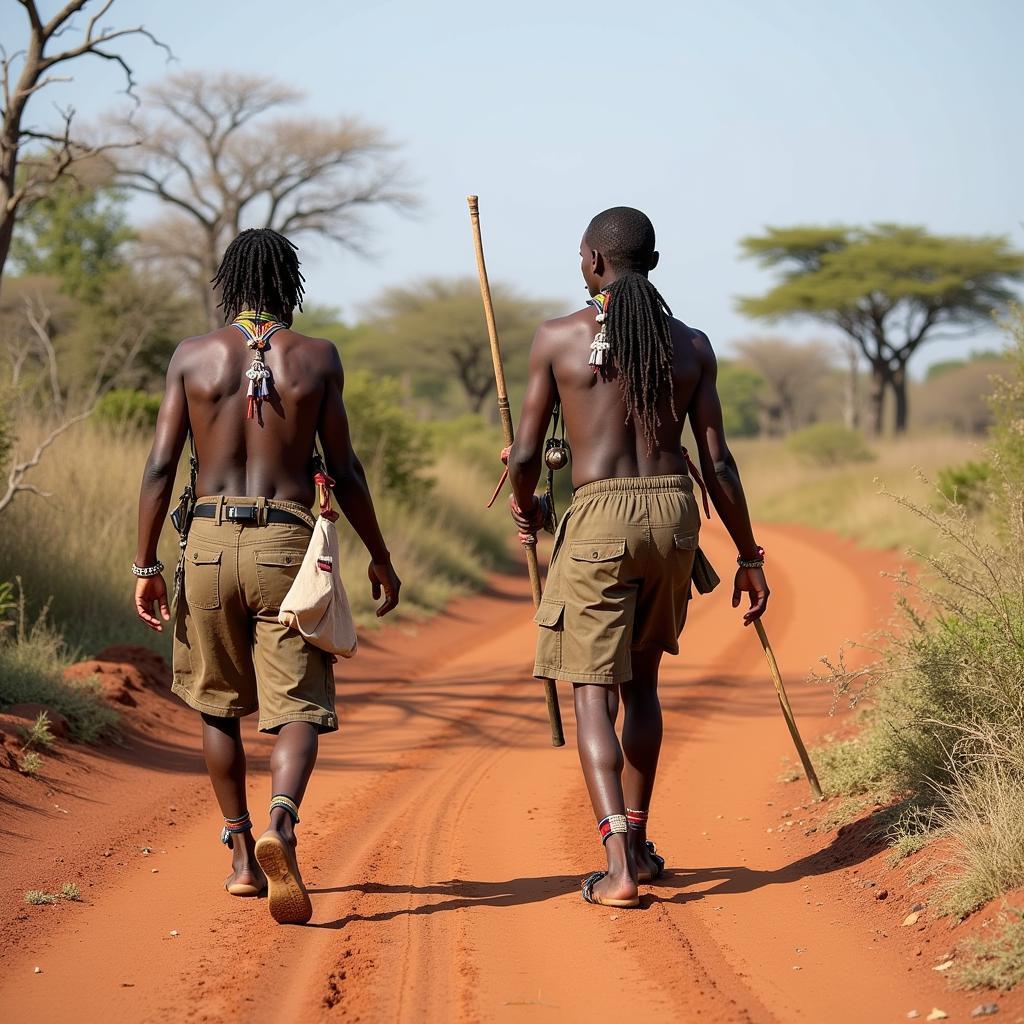 San People Tracking Game in Botswana