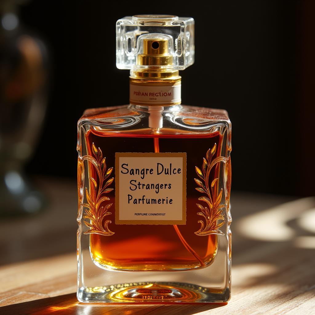 Nước hoa Sangre Dulce Strangers Parfumerie trong chai thủy tinh sang trọng.