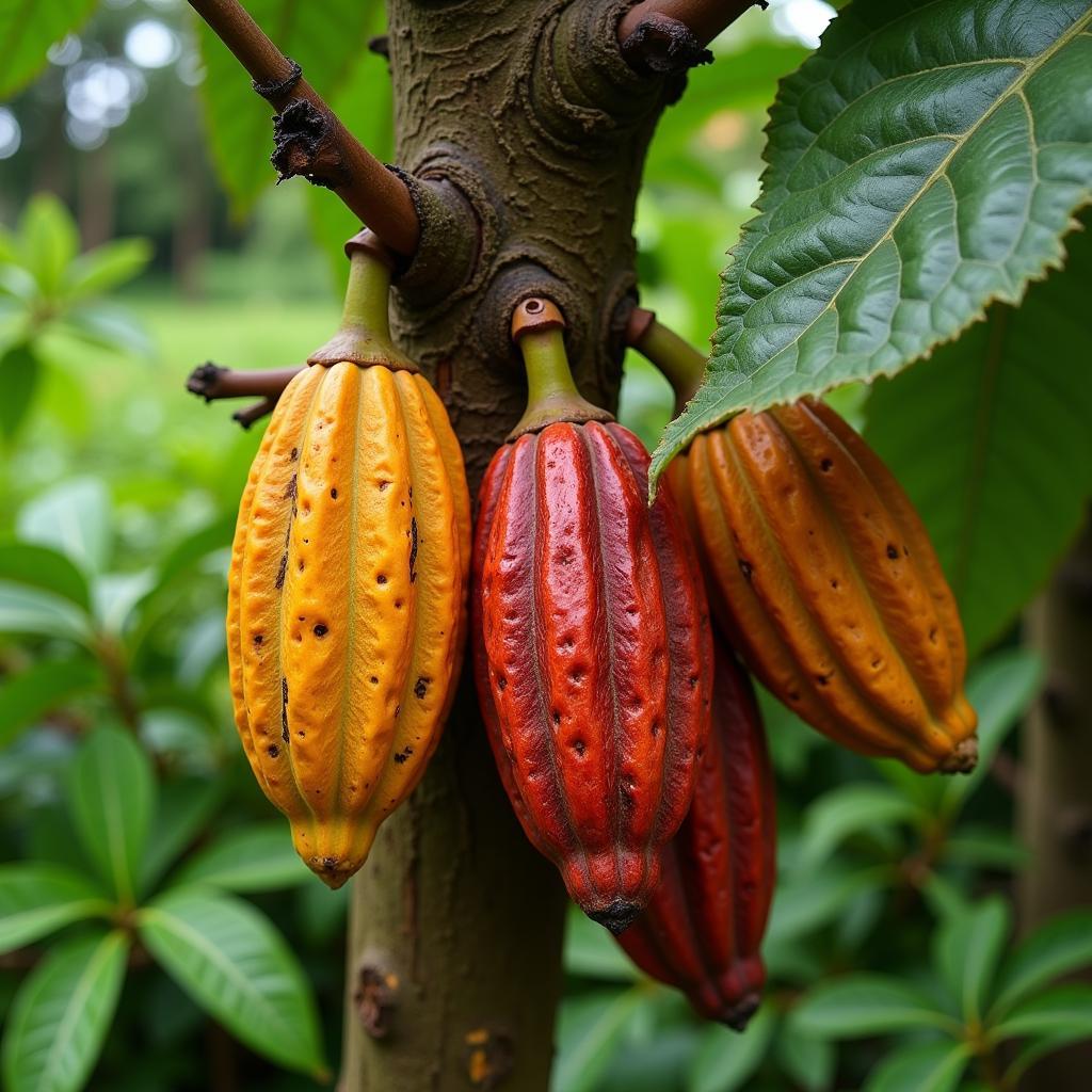 Hình ảnh Quả Cacao Sao Tome Trên Cây