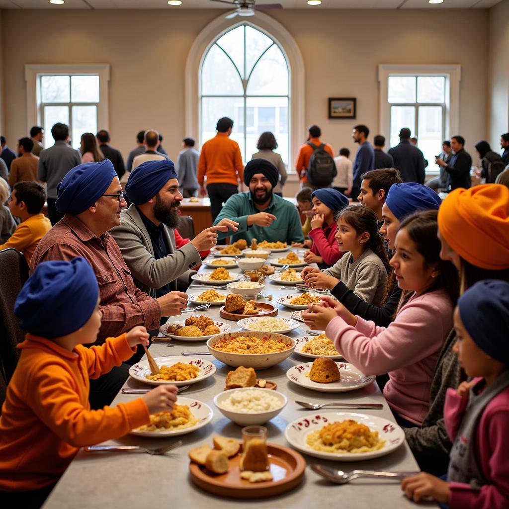 Sikh community gathering in a Pennsylvania Gurdwara