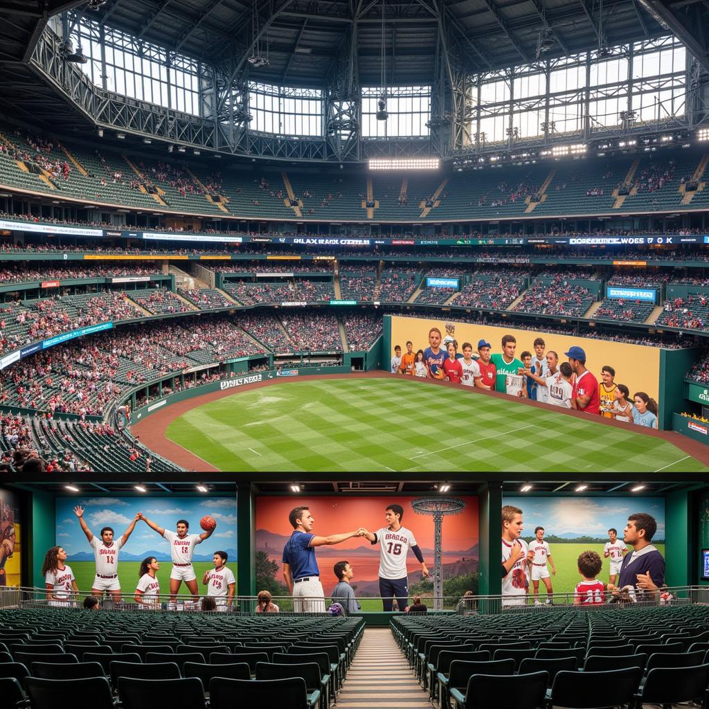 Sports-themed murals and stadium art