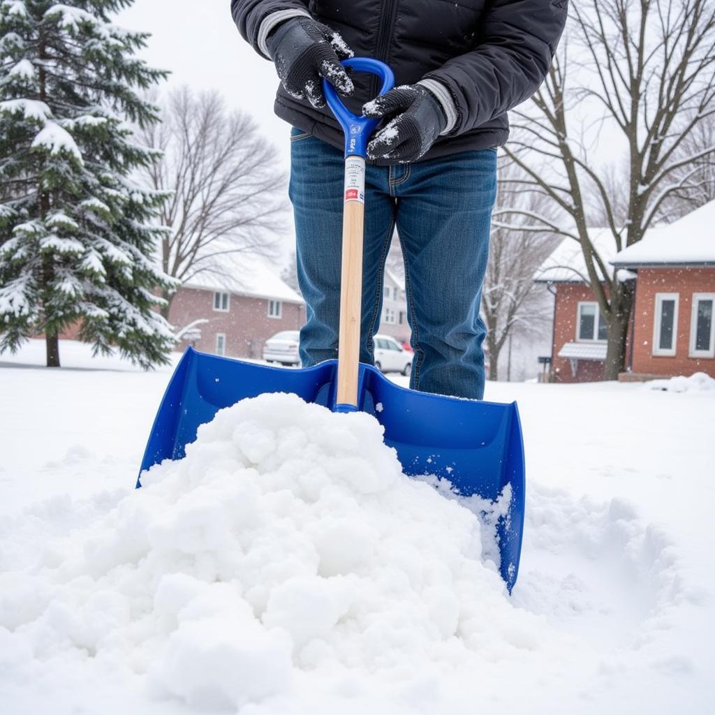 Using a Double Snow Shovel