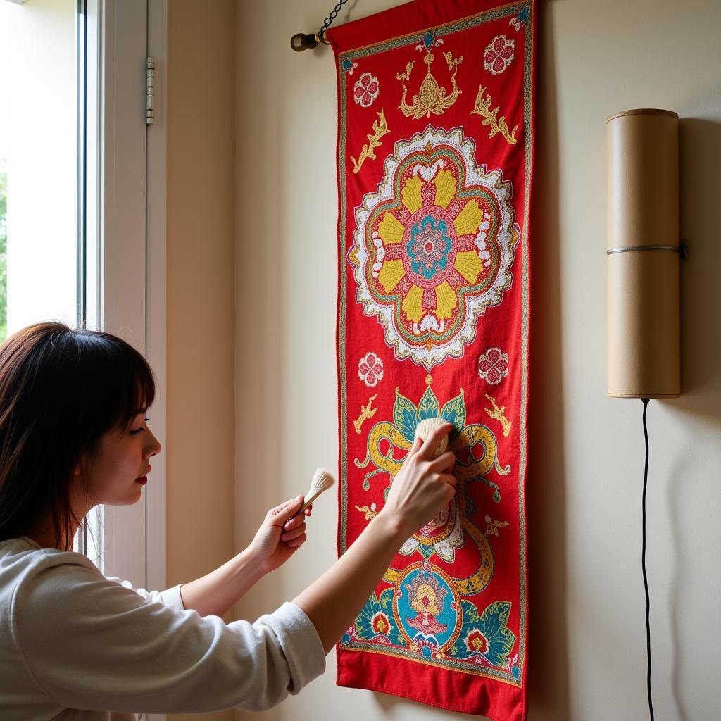 Caring for a Đội Bóng Đá Tapestry